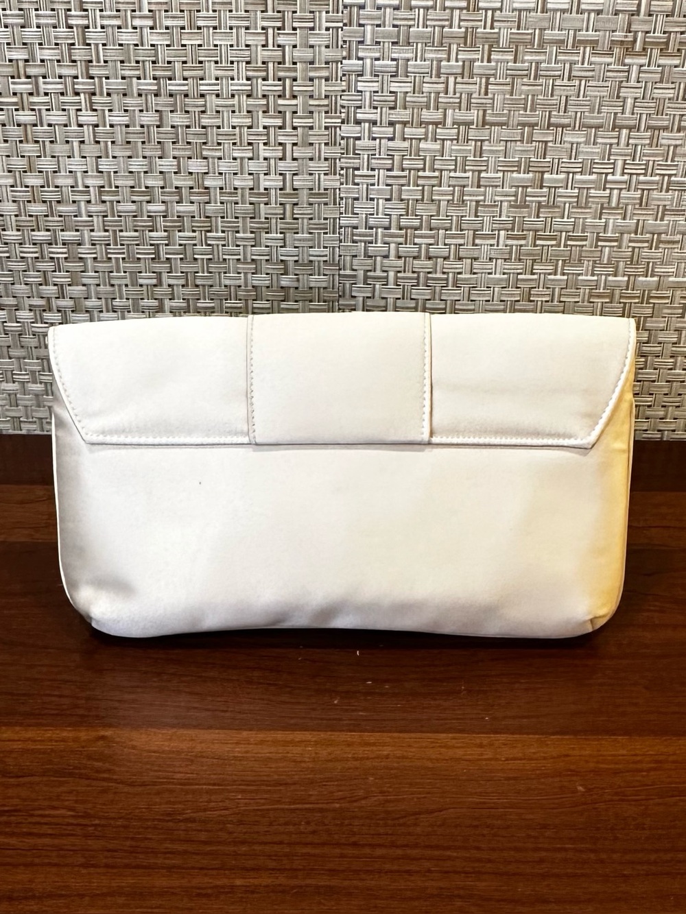 🌟HP🌟1990s Kate Landry Cream Satin Evening Clutch Statement Bow & Braided Strap - Picture 9 of 14